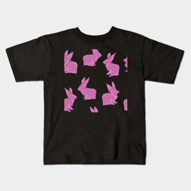 Pink Origami Rabbit Kids T-Shirt by georgiagoddard